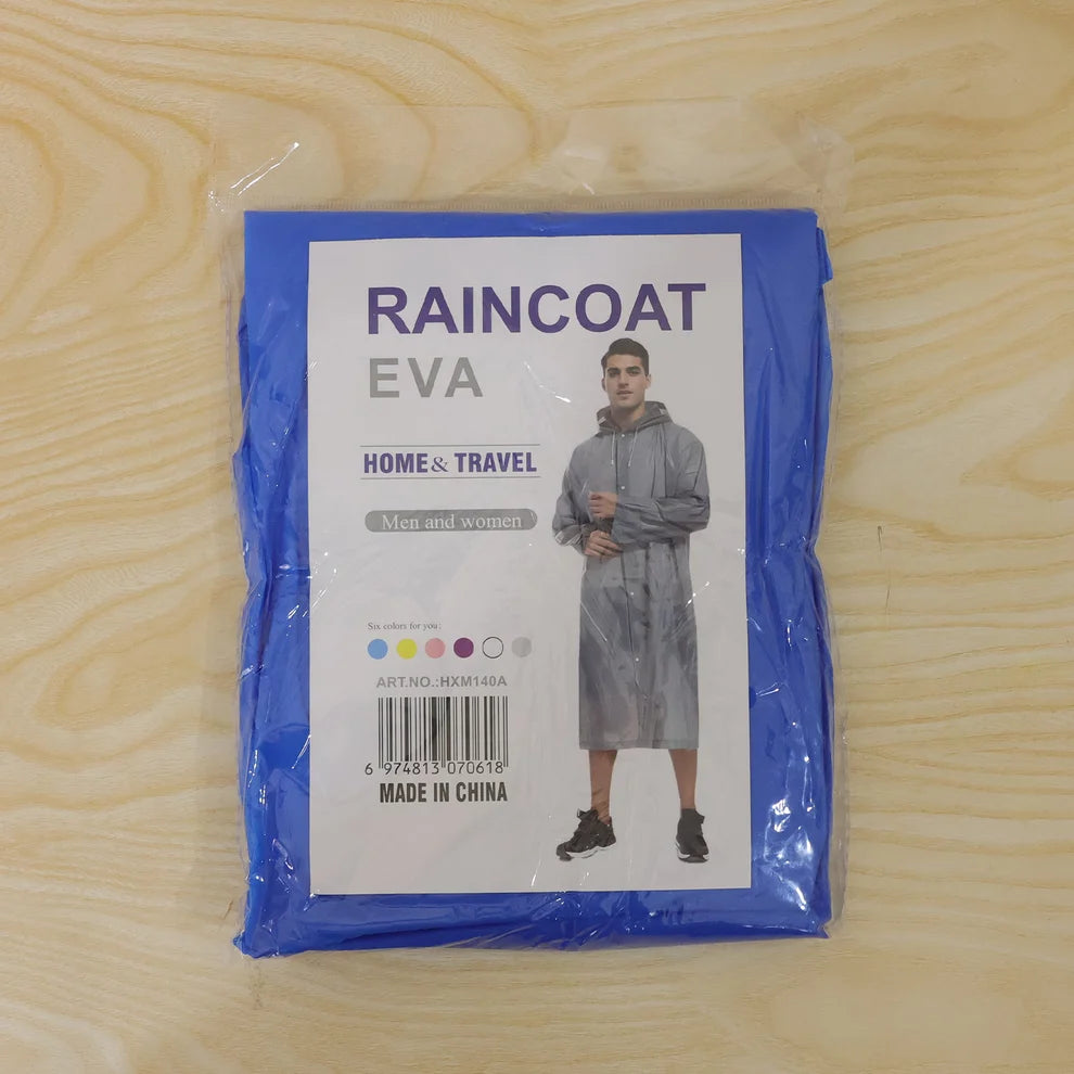 Blue EVA Hooded Rain Coat for Men & Women Monsoon Wear